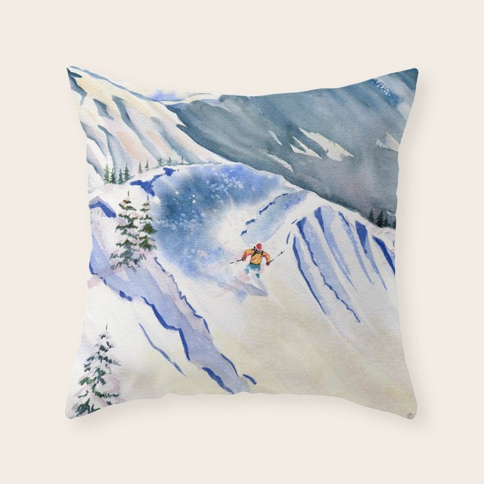 Powder Skiing 2 Throw Pillow Gallery Image 6
