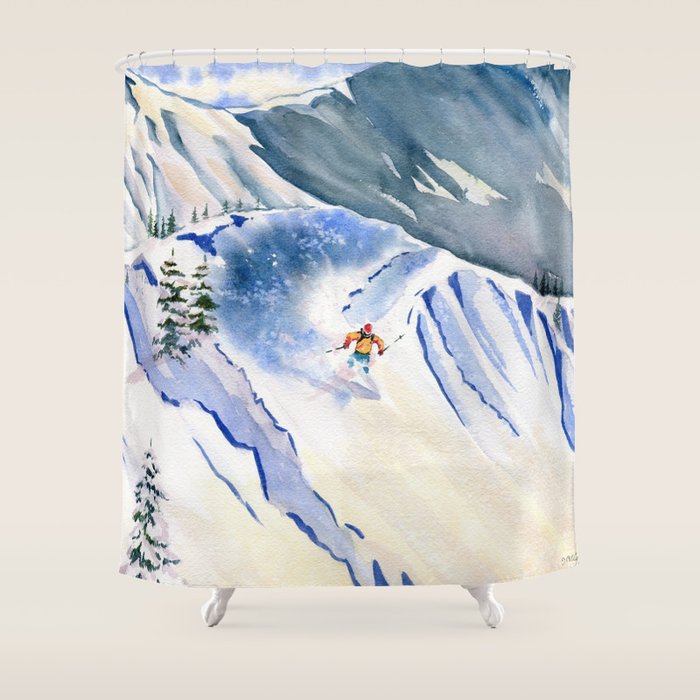 Powder Skiing 2 Shower Curtain Gallery Image 1