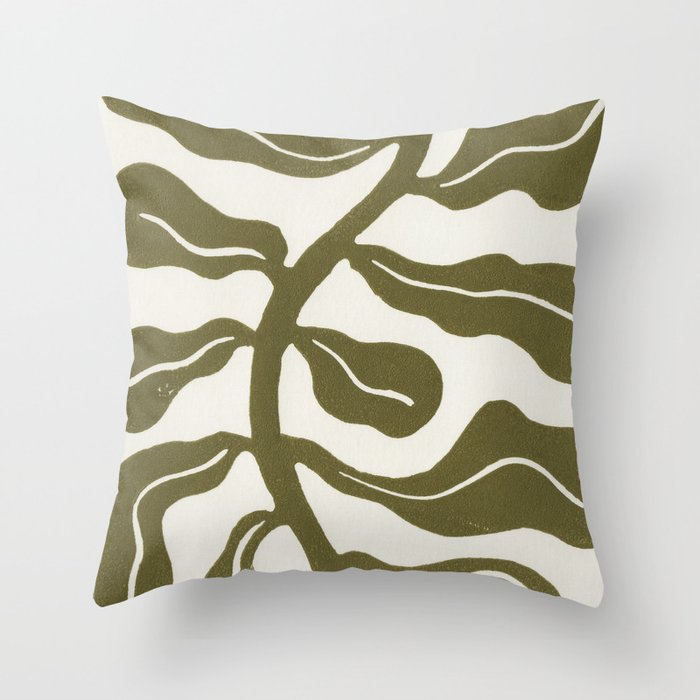 Wind-kissed Plant / Olive Green Throw Pillow Gallery Image 1