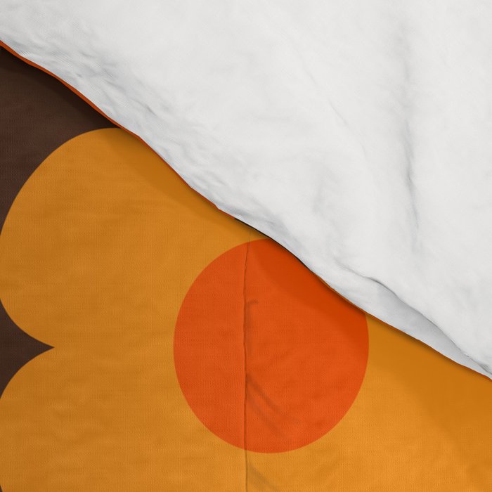Such Cute Flowers Vintage Aesthetic Floral Geo Pattern in 70s Orange and Brown Comforter Gallery Image 4