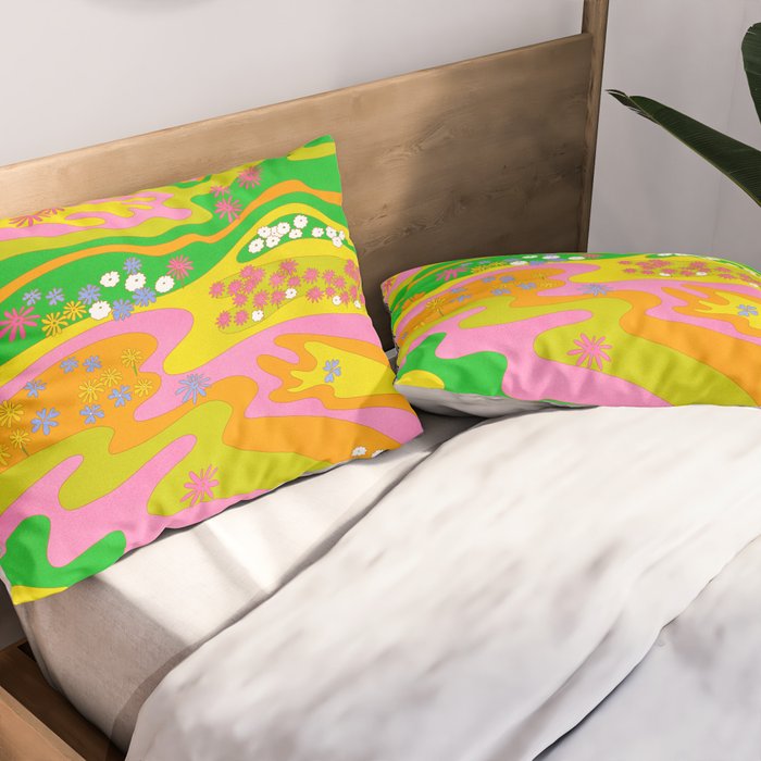 Sixties Landscape Pillow Sham Gallery Image 2