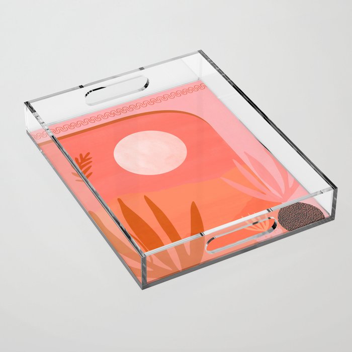 Pink Desert Whimsical Landscape Acrylic Tray Gallery Image 1
