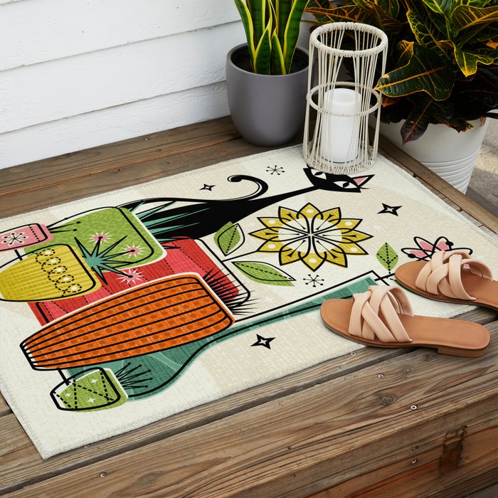 Plants, Pots, and a Pussycat ©studioxtine Outdoor Rug Gallery Image 2