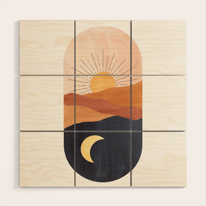 Abstract day and night Wood Wall Art Gallery Image 1