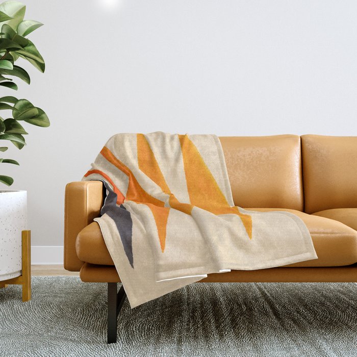 Vintage Scandinavian Orange Geometric Triangle Pattern Throw Blanket Gallery Image 1