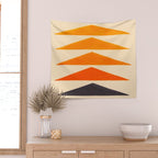Vintage Scandinavian Orange Geometric Triangle Pattern Wall Tapestry Gallery Image 2