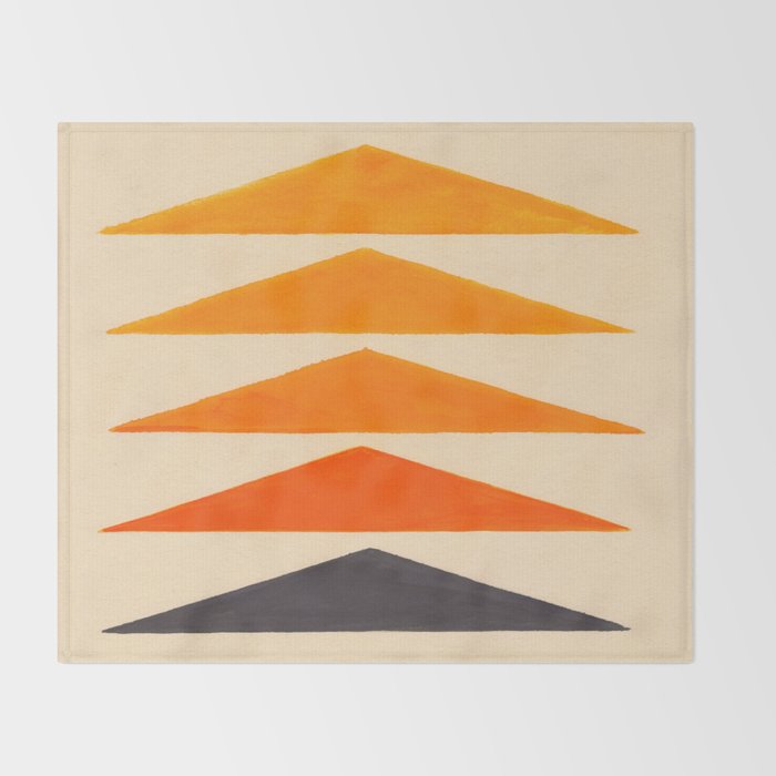 Vintage Scandinavian Orange Geometric Triangle Pattern Throw Blanket Gallery Image 2
