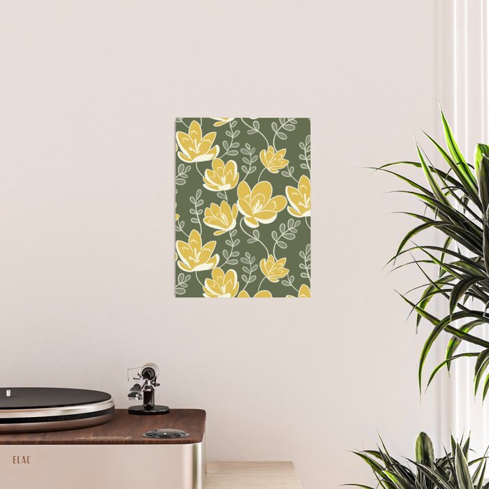 Gold on Green Blooms Poster Gallery Image 2