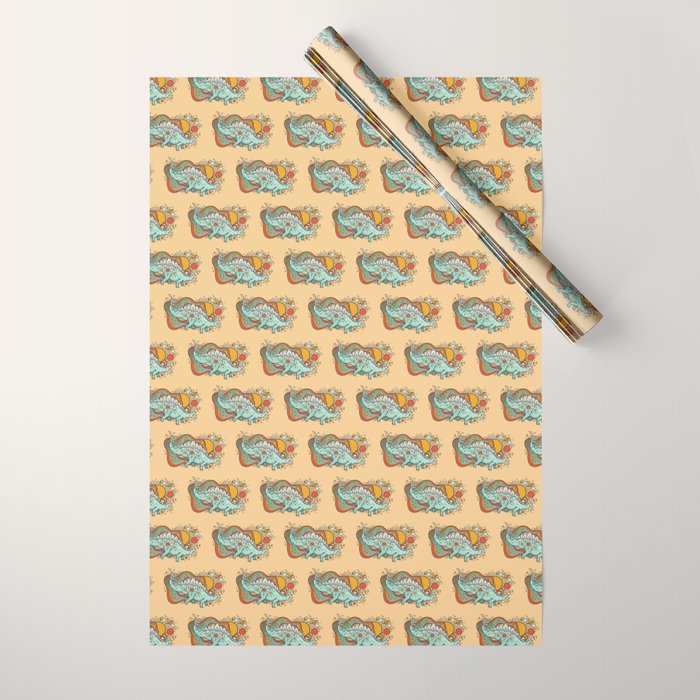 Star Stego | Retro Reptile Palette Wrapping Paper Gallery Image 1