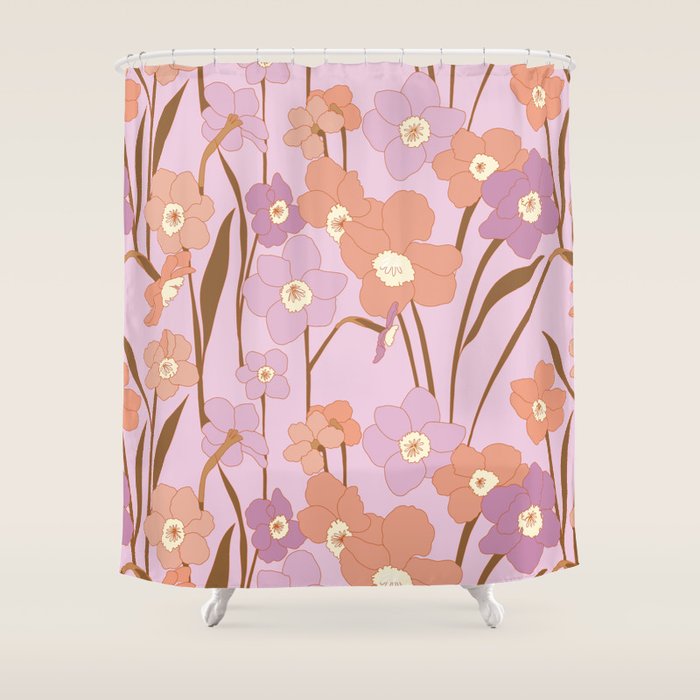 Purple Daffodil Pattern Shower Curtain Gallery Image 1