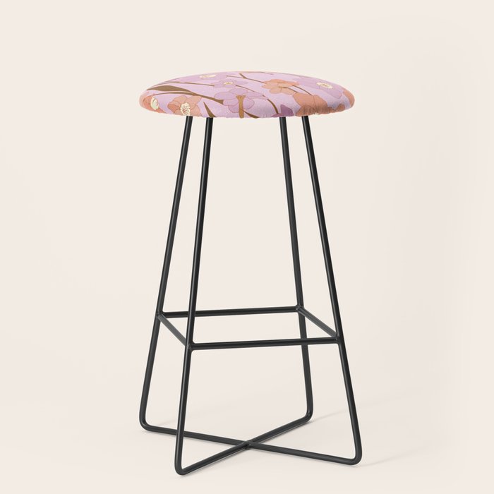Purple Daffodil Pattern Stool Gallery Image 1