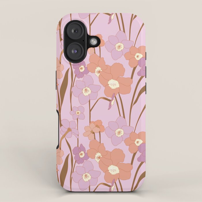 Purple Daffodil Pattern iPhone Case Gallery Image 1