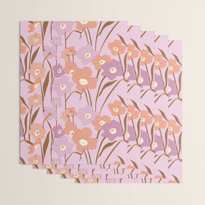 Purple Daffodil Pattern Wrapping Paper Gallery Image 3