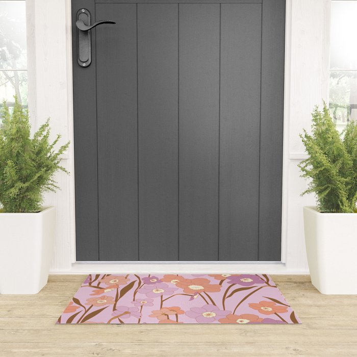 Purple Daffodil Pattern Welcome Mat Gallery Image 3