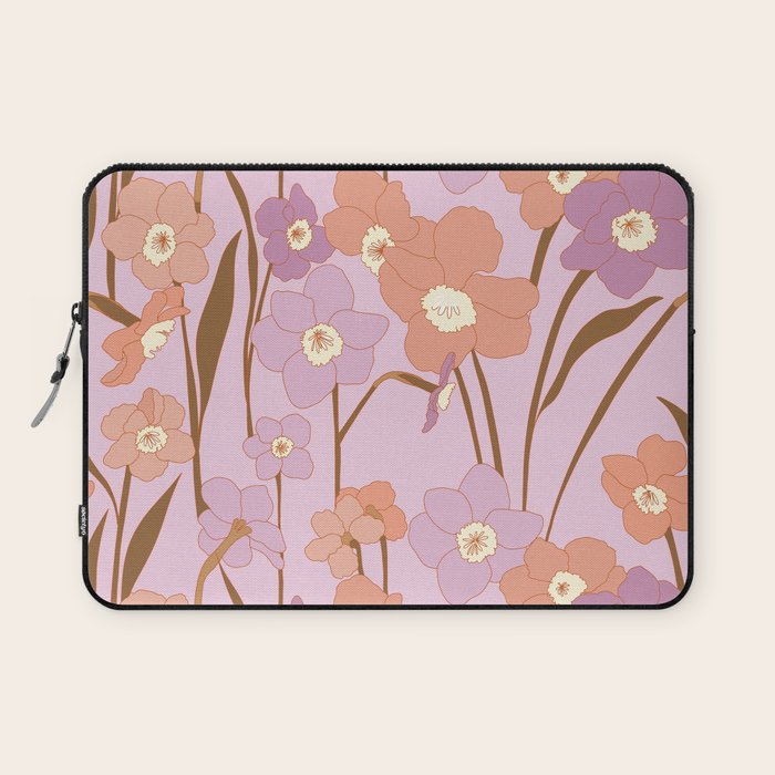 Purple Daffodil Pattern Laptop Sleeve Gallery Image 1