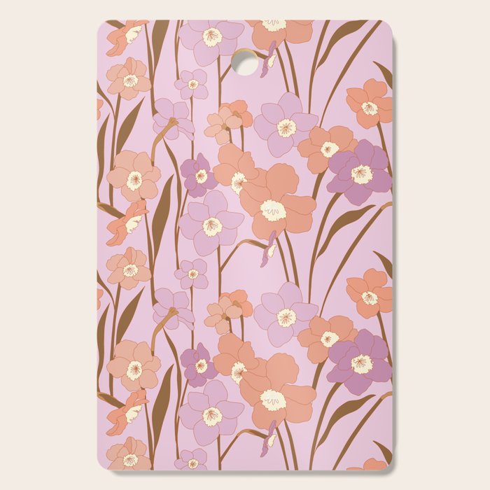 Purple Daffodil Pattern Cutting Board Gallery Image 1