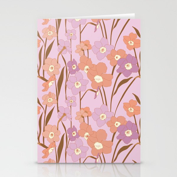 Purple Daffodil Pattern Stationery Card Gallery Image 2