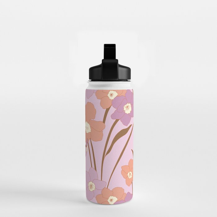 Purple Daffodil Pattern Water Bottle Gallery Image 2