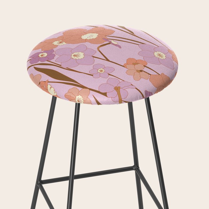Purple Daffodil Pattern Stool Gallery Image 2