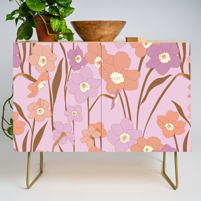 Purple Daffodil Pattern Credenza Gallery Image 1