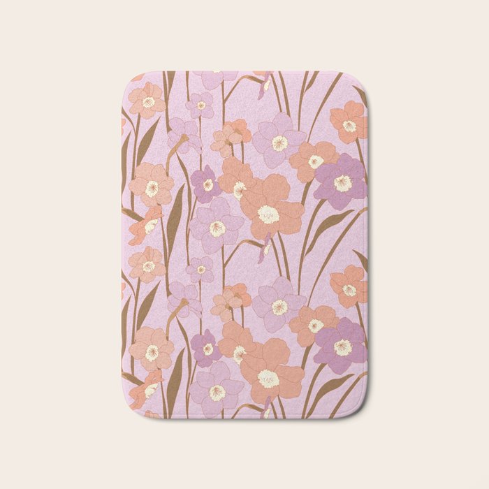 Purple Daffodil Pattern Bath Mat Gallery Image 1