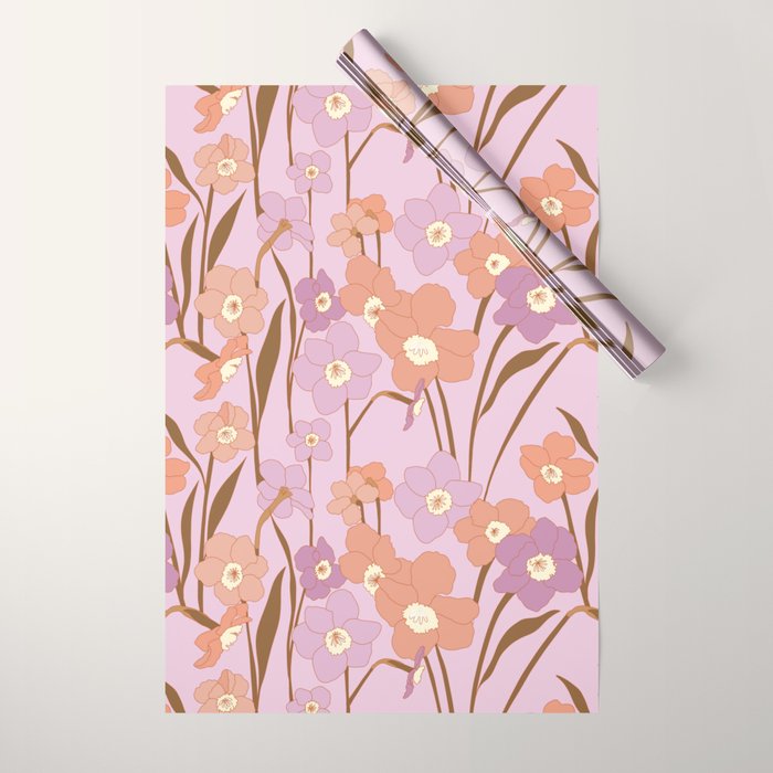 Purple Daffodil Pattern Wrapping Paper Gallery Image 1