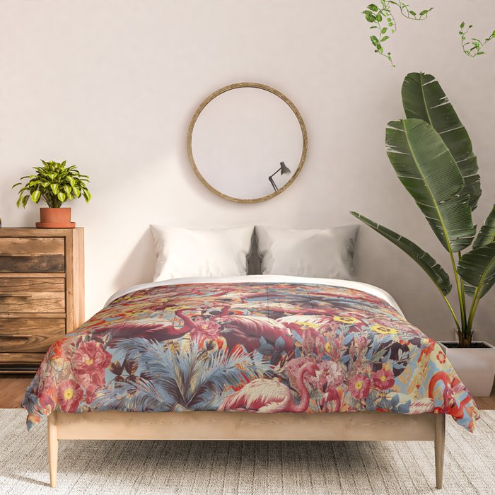Flamingos and Floral Pattern Comforter Gallery Image 3