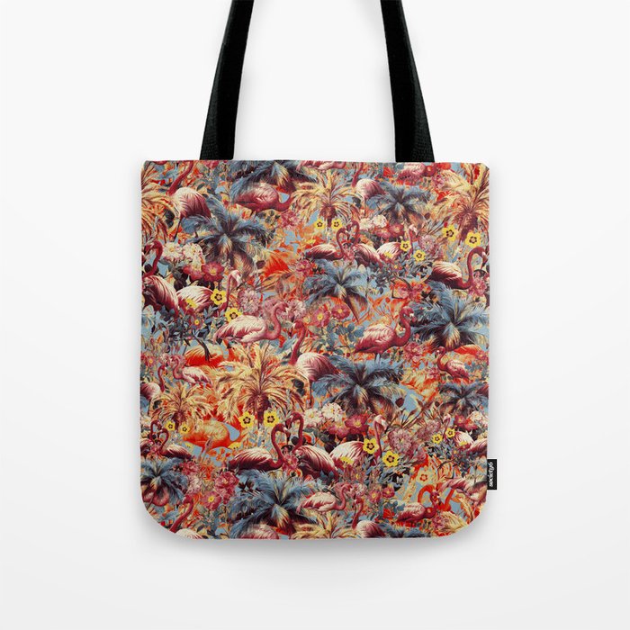 Flamingos and Floral Pattern Tote Bag Gallery Image 1