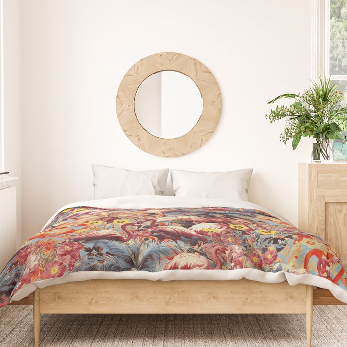 Flamingos and Floral Pattern Duvet Cover Gallery Image 3