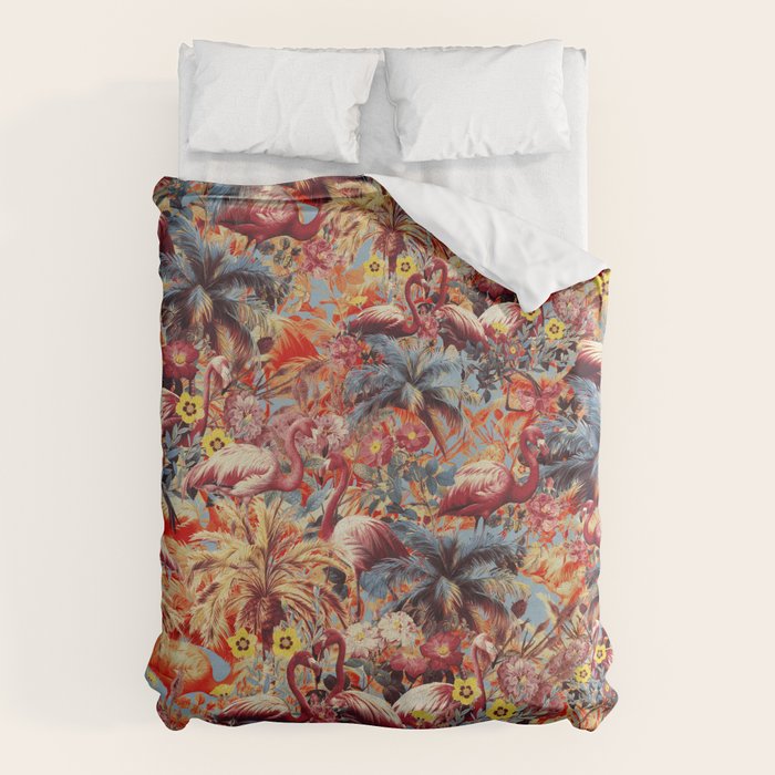 Flamingos and Floral Pattern Duvet Cover Gallery Image 6