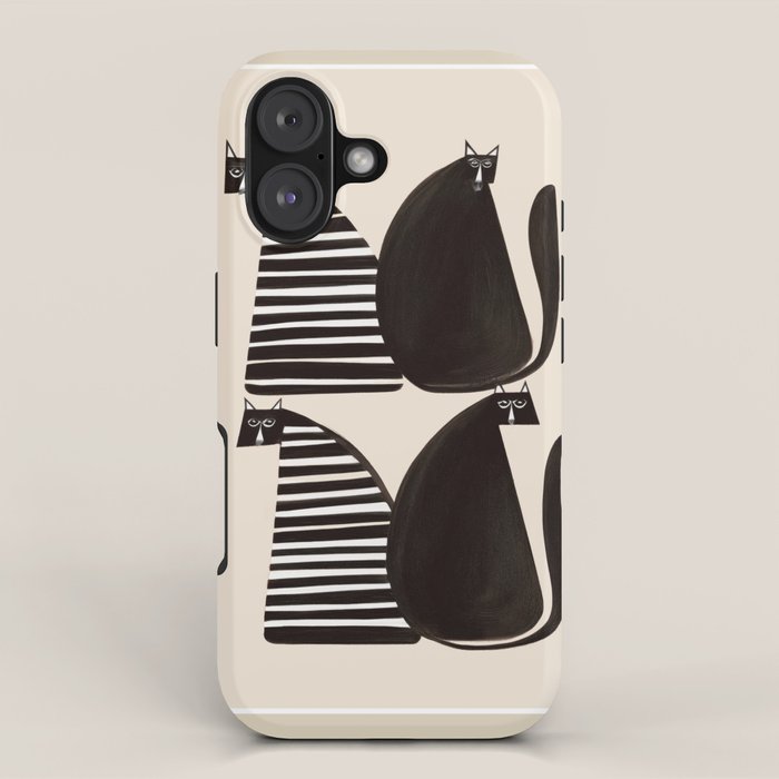 Minimalist Cats in Black and White iPhone Case Gallery Image 1
