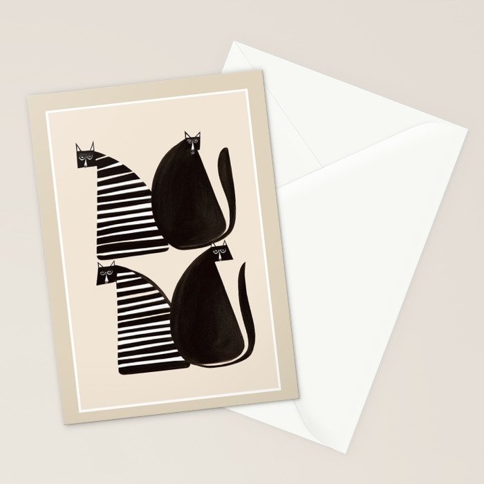 Minimalist Cats in Black and White Stationery Card Gallery Image 2