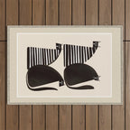 Minimalist Cats in Black and White Outdoor Rug Gallery Image 1