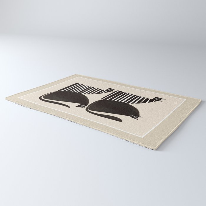 Minimalist Cats in Black and White Rug Gallery Image 3