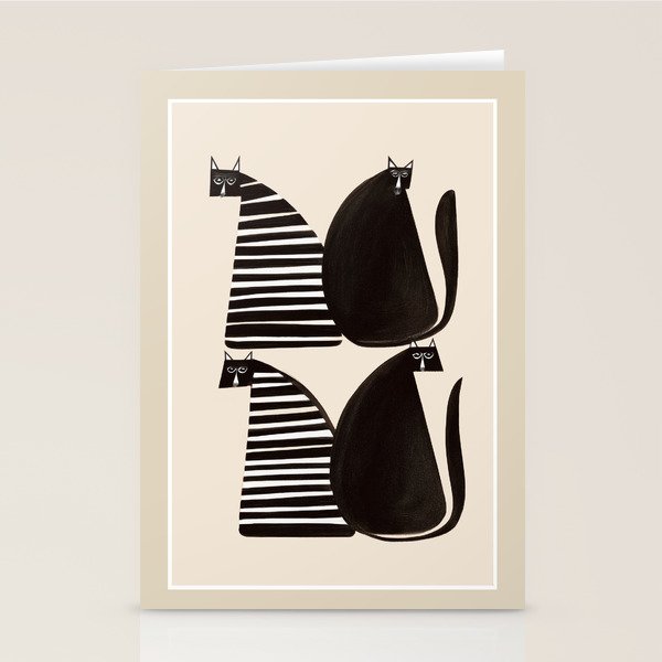 Minimalist Cats in Black and White Stationery Card Gallery Image 2