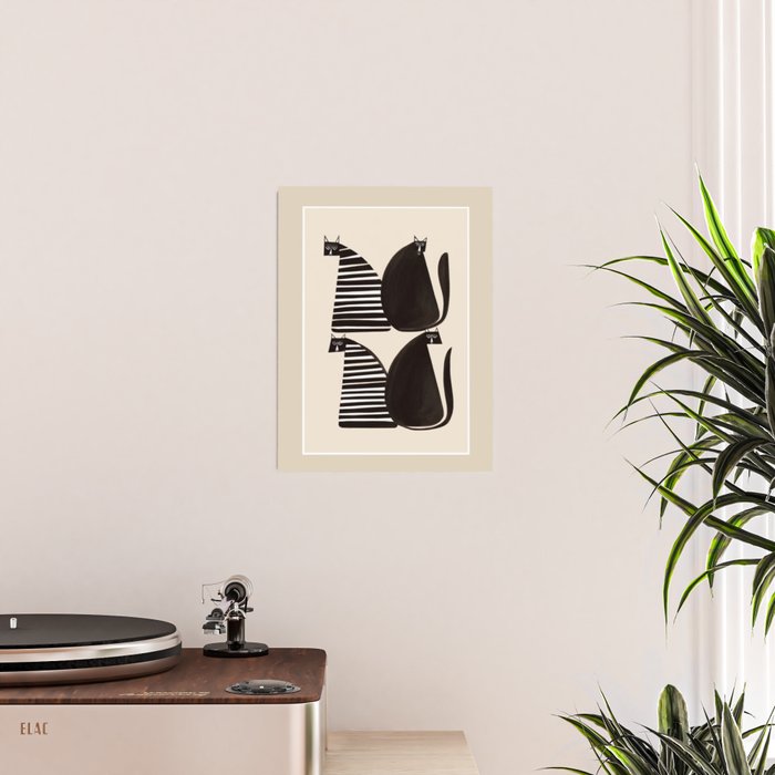 Minimalist Cats in Black and White Poster Gallery Image 2