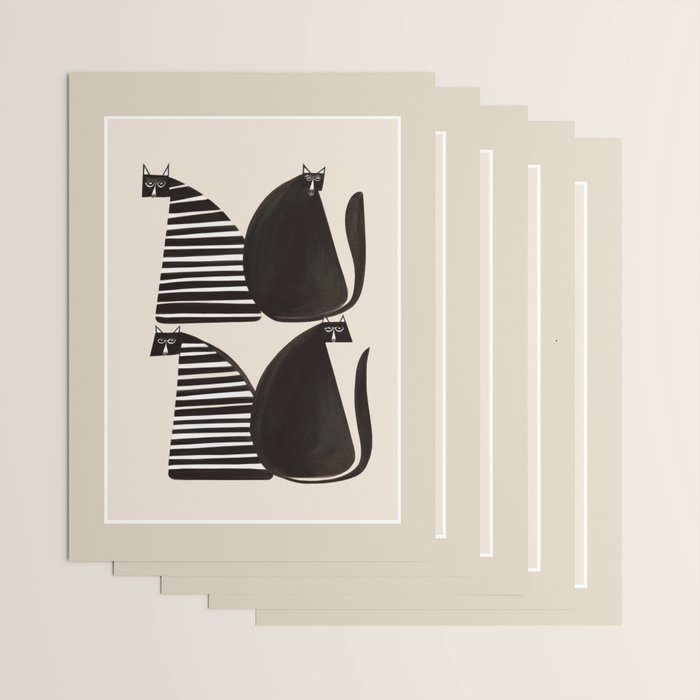 Minimalist Cats in Black and White Wrapping Paper Gallery Image 3