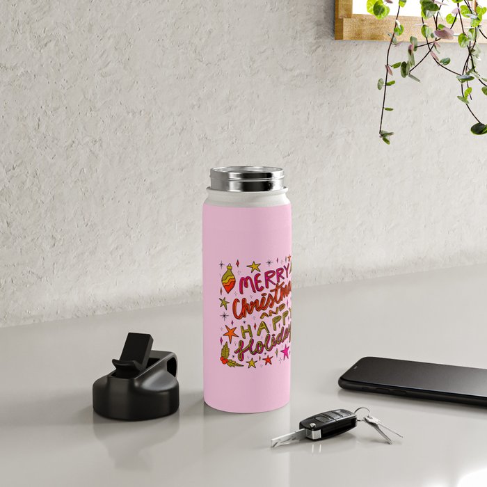 Merry Christmas and Happy Holidays Water Bottle Gallery Image 4