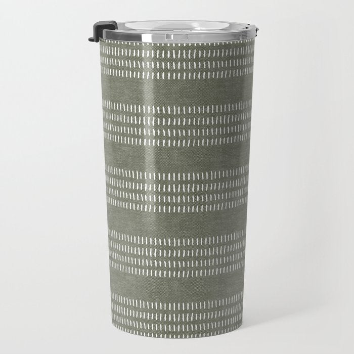 farmhouse stitch - olive Travel Mug Gallery Image 3