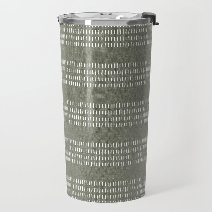 farmhouse stitch - olive Travel Mug Gallery Image 2