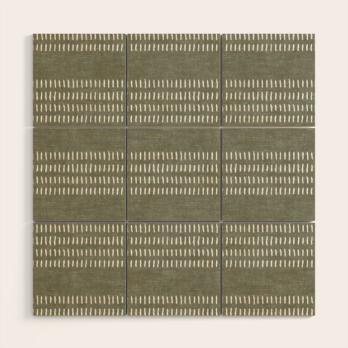 farmhouse stitch - olive Wood Wall Art Gallery Image 1