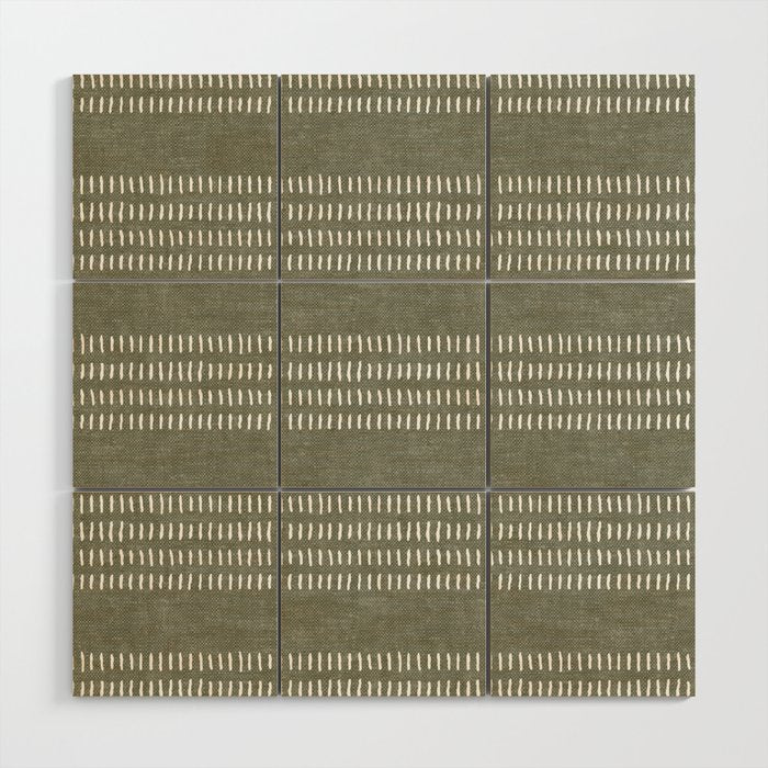 farmhouse stitch - olive Wood Wall Art Gallery Image 1