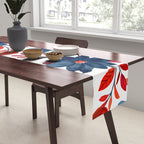 Red and Blue, Watercolor Painting of Flowers, Digital Art Table Runner Gallery Image 2