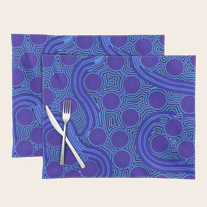 The Rivers around Us (blue) - Authentic Aboriginal Art Placemat Gallery Image 1