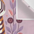 Serene Tiger in Blooming Garden - Pastel Floral Illustration Wall Tapestry Gallery Image 3