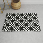 Black and white checkered love heart pattern Rug Gallery Image 1