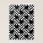 Black and white checkered love heart pattern Stationery Card Gallery Image 2
