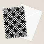 Black and white checkered love heart pattern Stationery Card Gallery Image 2