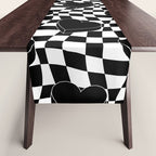 Black and white checkered love heart pattern Table Runner Gallery Image 1