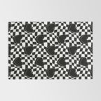 Black and white checkered love heart pattern Rug Gallery Image 2